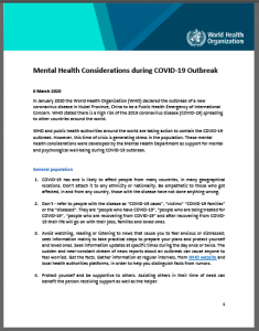 World Health Organization - Mental Health Considerations COVID-19