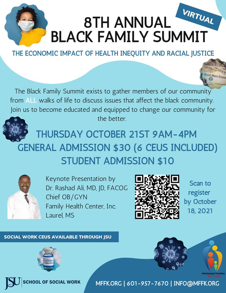 A blue and white flyer for the Mississippi Families for Kids