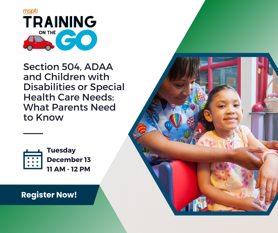 Mississippi Parent Training and Information Center Training on the Go flyer