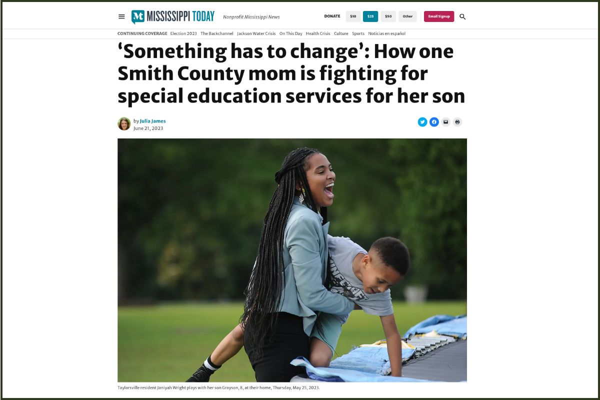 Read more about the article Mississippi Today: Parent Fights for Her Child’s Special Education Services